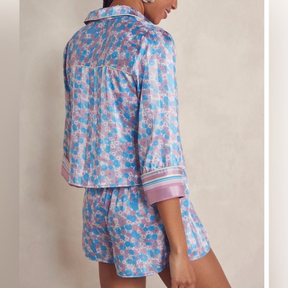 NWT FREE PEOPLE Intimately Sweet Talk PJ Set in Cool Lavender Combo Size Large
